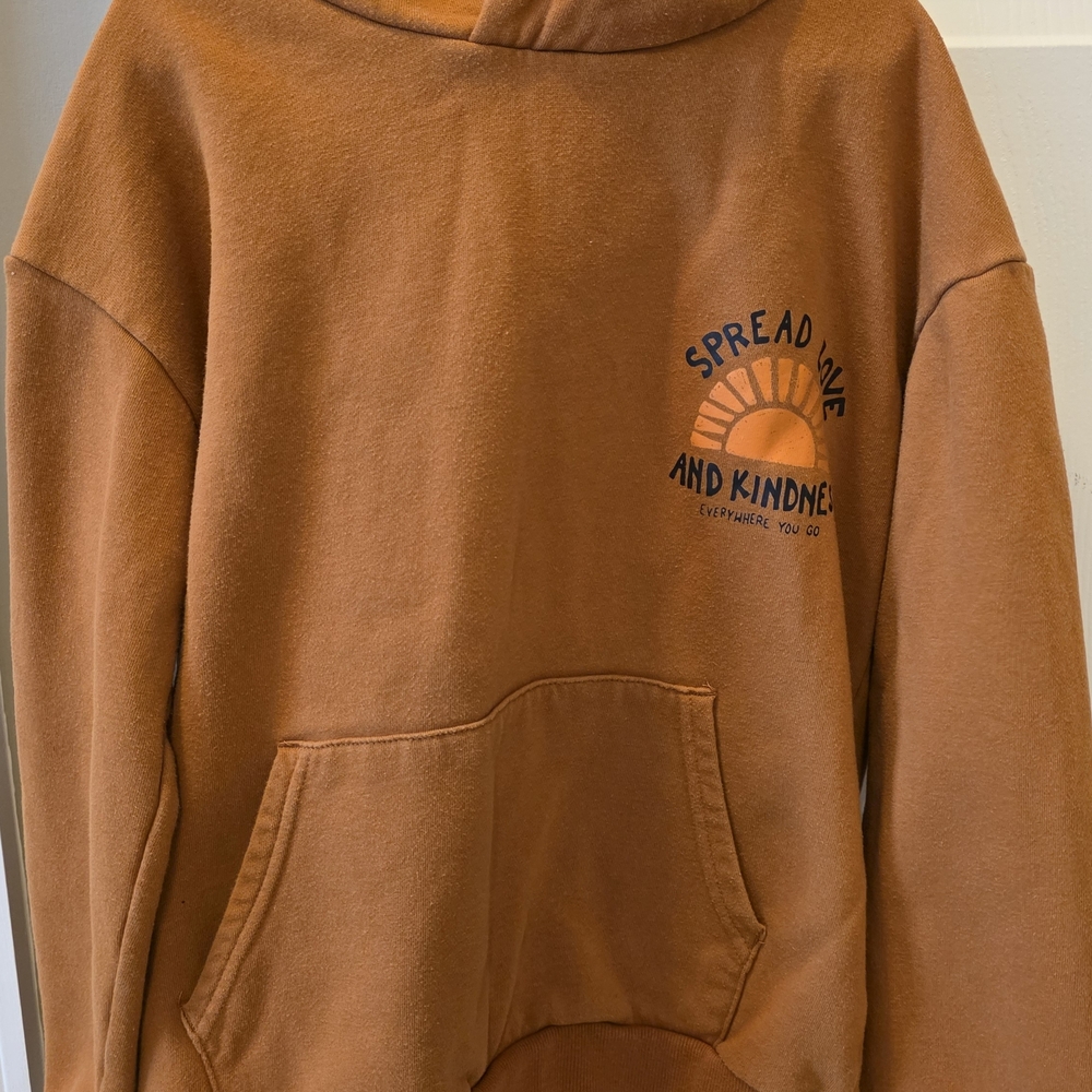 H&M Orange Hoodie with Positive Message